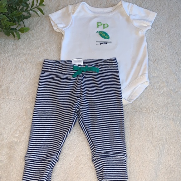 Gymboree Baby 0-3M 2pc Onesie & Leggings Set PEAS EUC - Picture 4 of 11